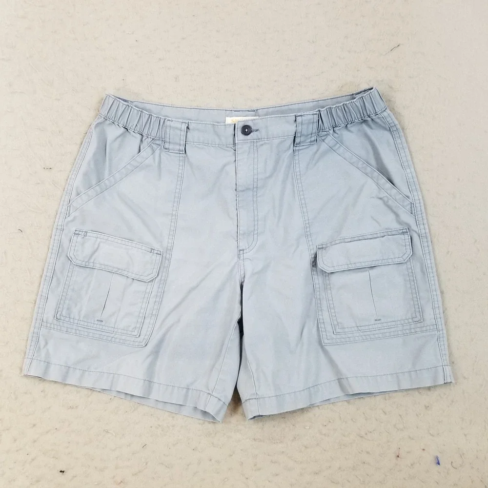 Savane Cargo Shorts Mens 38 Blue Mirage Blue Cotton Blend Utility Pockets Casual